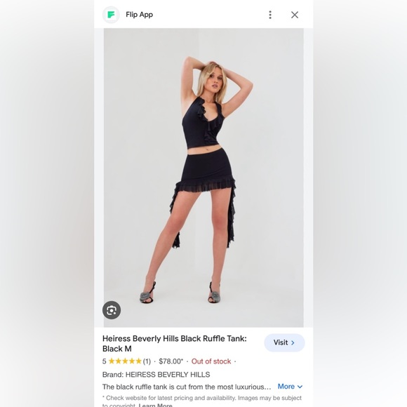 ⚡️Heiress Beverly Hills NWOT Black Ruffle Tank - Picture 3 of 4